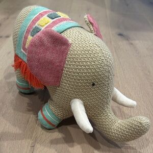 Anthropologie Knit Elephant Plush with Colorful Accents